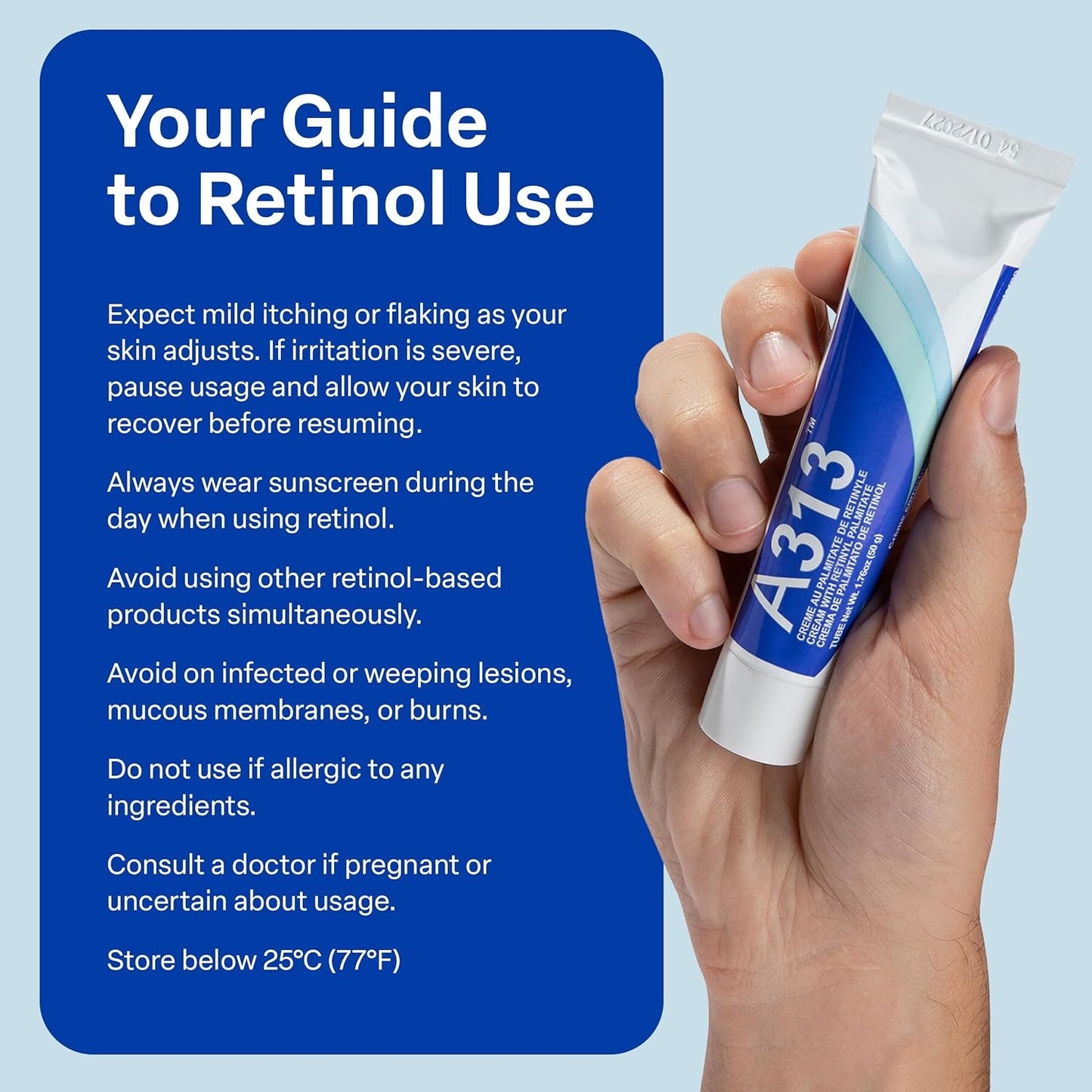 A313 French Pharmacy Vitamin A (Retinoids) Lightweight Face Cream for Anti-Aging, Reduce Wrinkles, Prevents Acne Breakouts, and Hyperpigmentation - Skincare for Smooth, Radiant Skin - 50g Cream